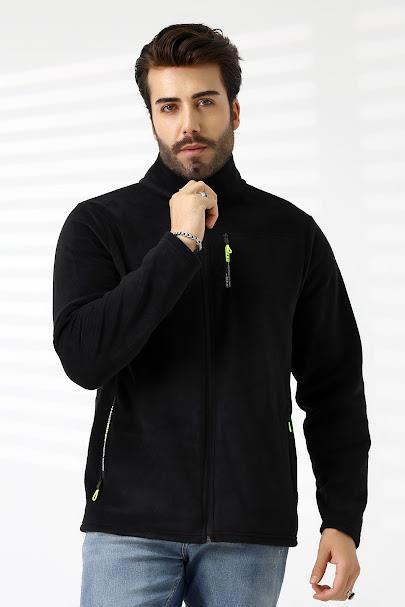 Erkek Hastane Polar Ceket Siyah