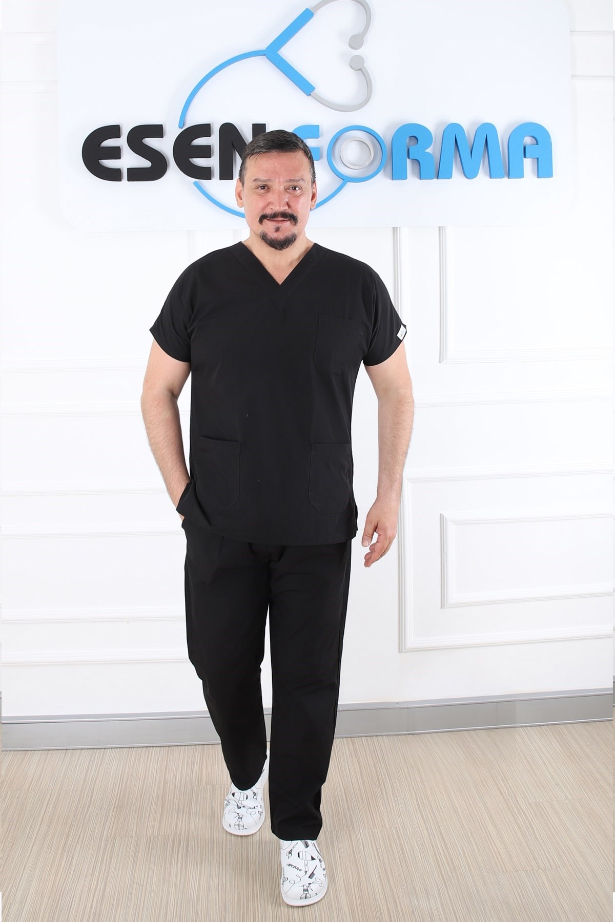 Erkek Hemşire - Doktor Forması Siyah Renk