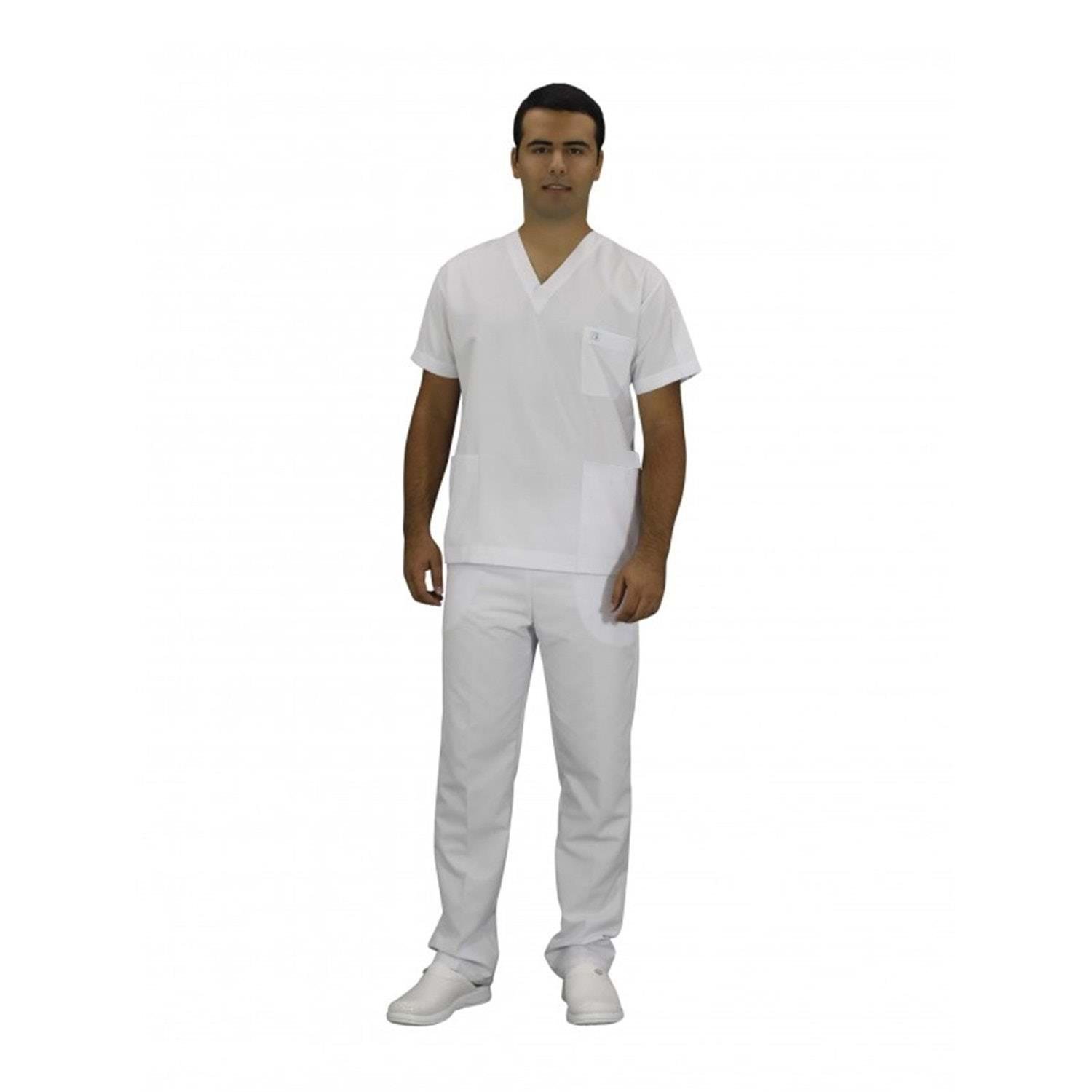 Hemşire Forması Beyaz - V Yaka Takım