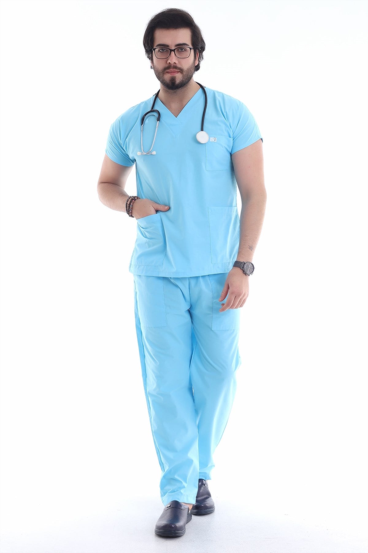 Hemşire Forması Erkek Açık Turkuaz