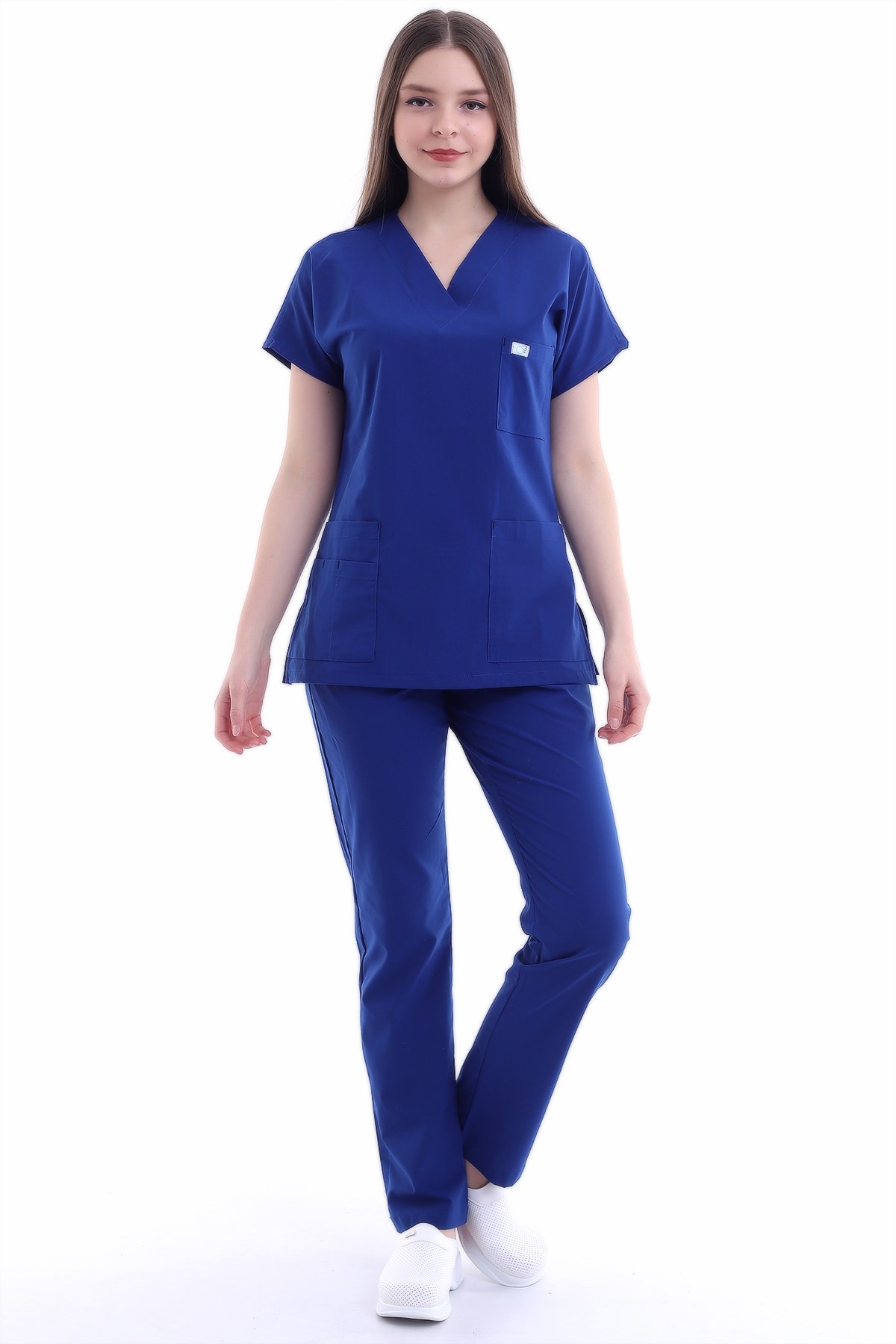 Likralı Hemşire Forması Koyu Mavi