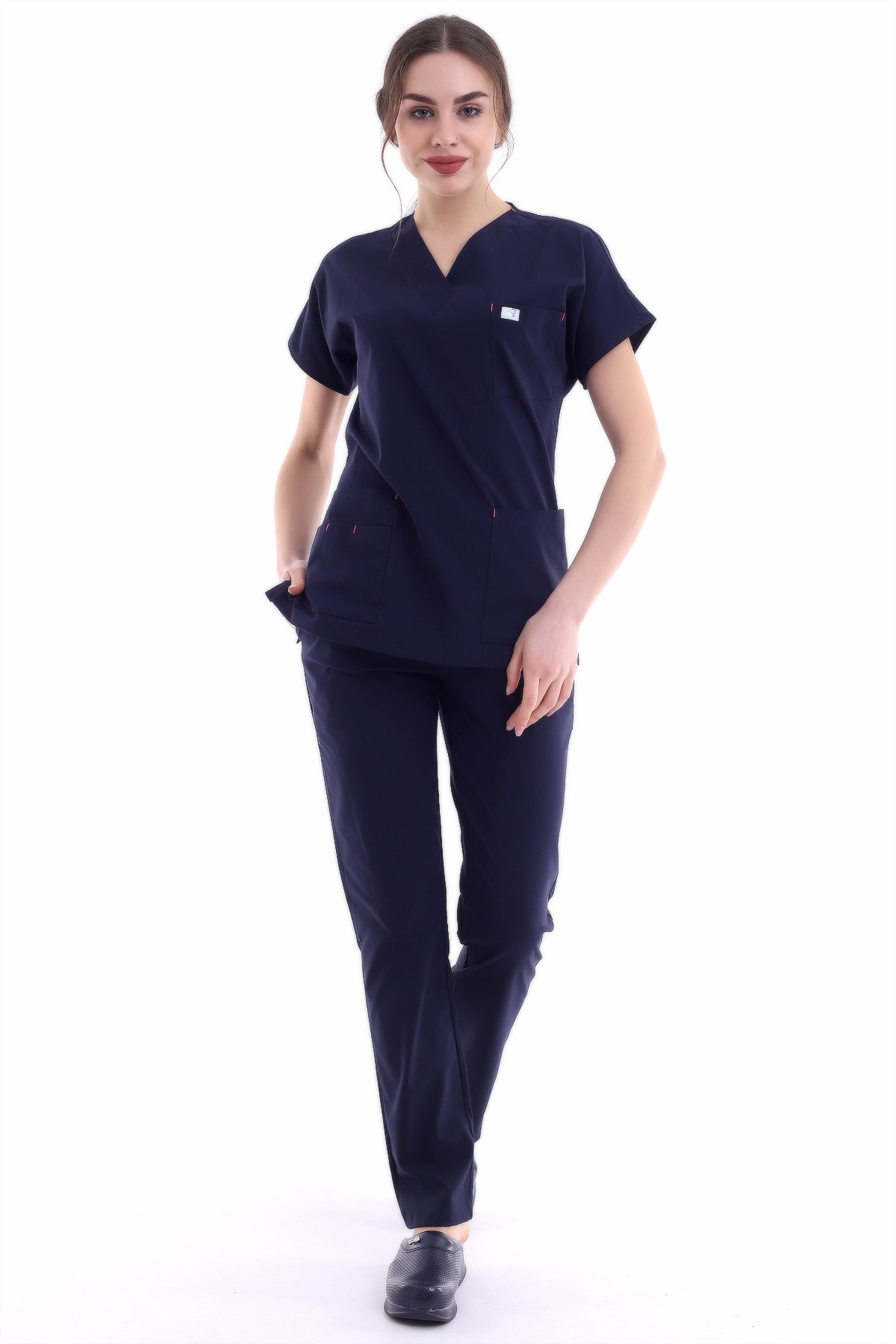 Likralı Hemşire Forması Lacivert