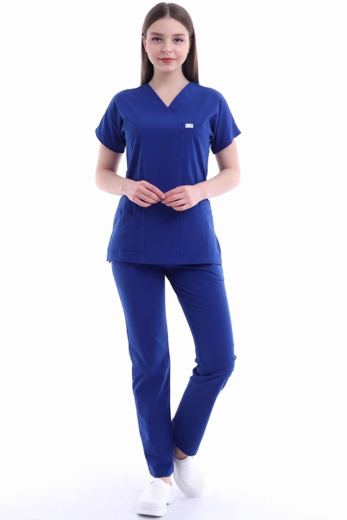 Likralı Hemşire Forması Mavi