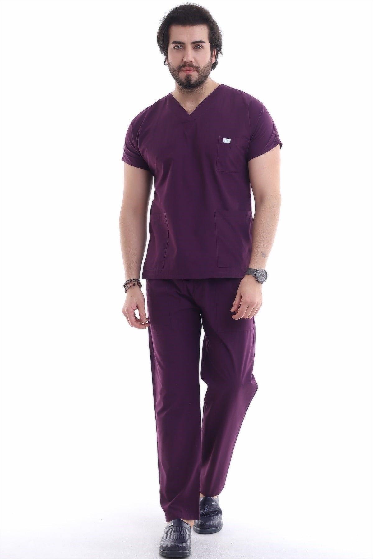 Likralı Scrubs Mürdüm