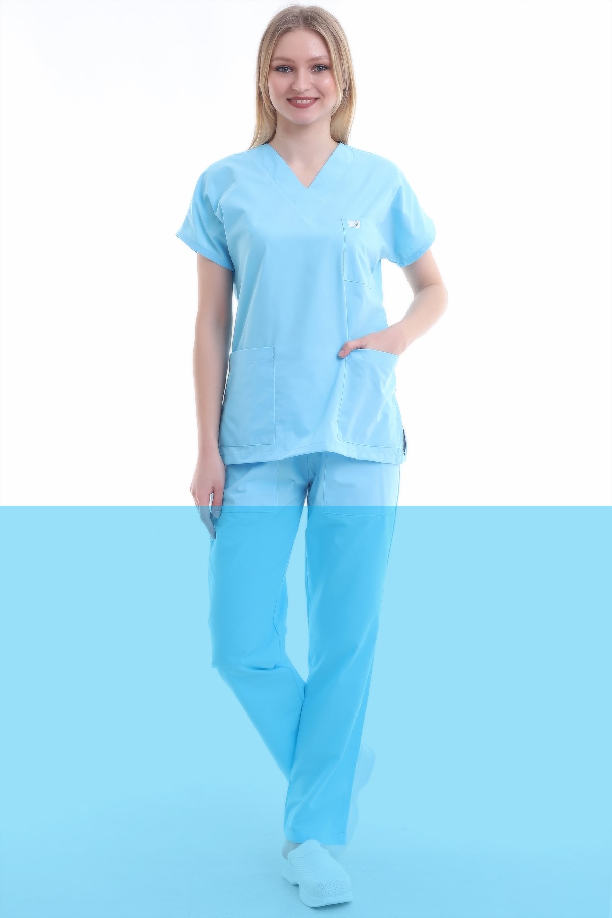 Tek Üst Hemşire Forması Açık Turkuaz
