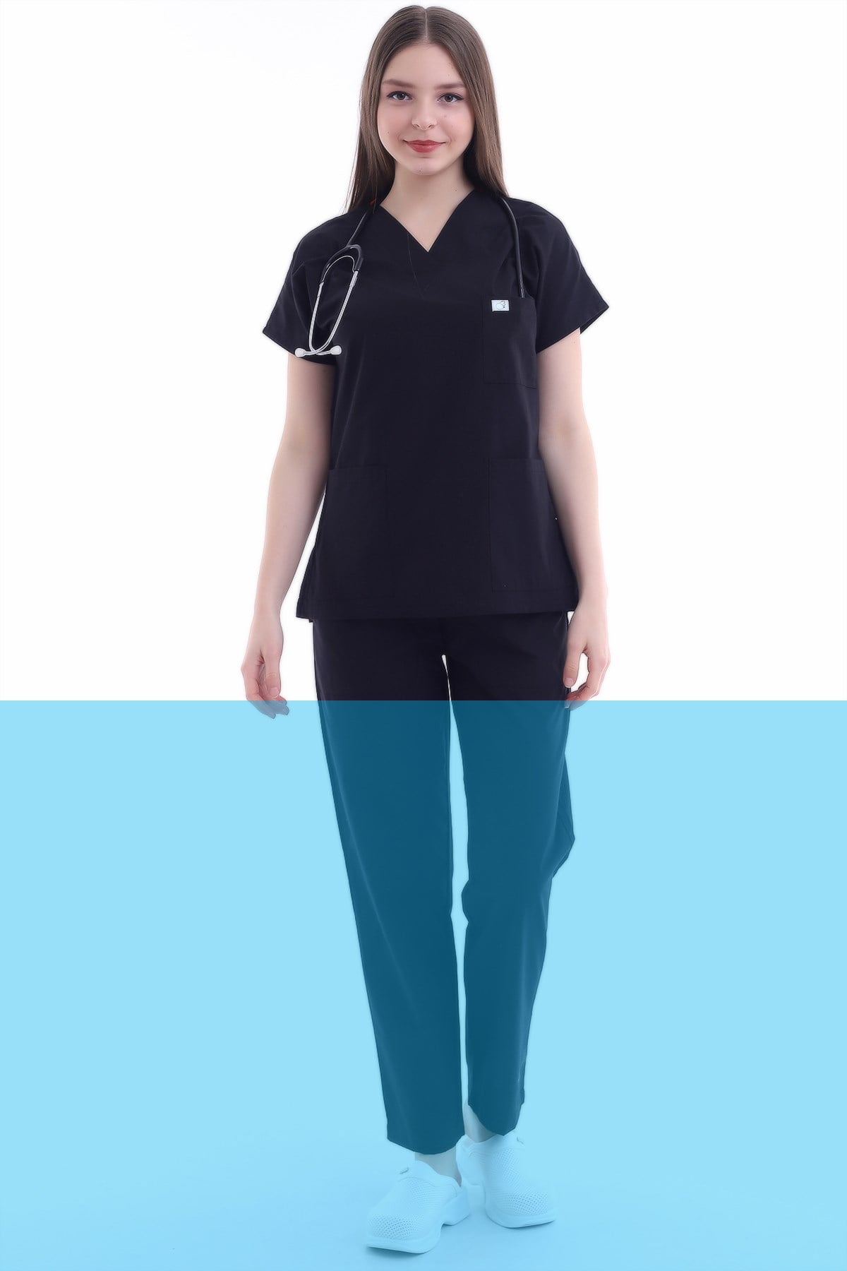 Tek Üst Hemşire Forması Siyah