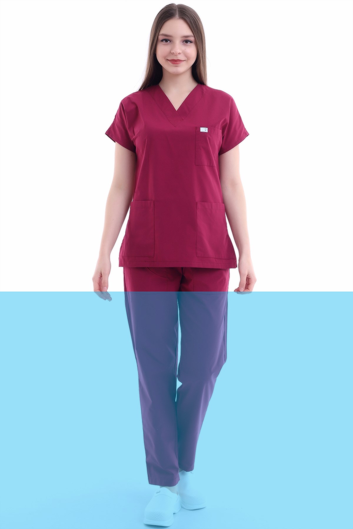 Tek Üst Hemşire Forması Vişne Çürüğü