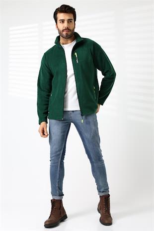 Erkek Hastane Polar Ceket Kara Yeşil