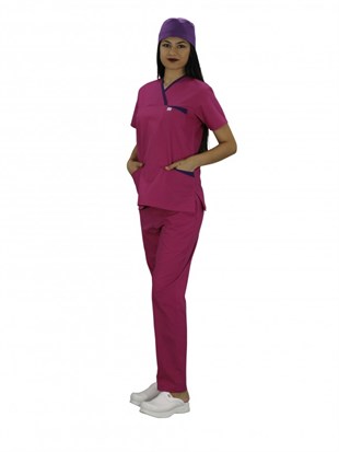 Hemşire Takımı Garnili Pembe