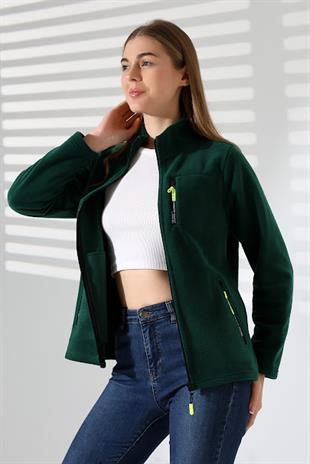 Kadın Hastane Polar Ceket Kara Yeşil