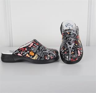 Siyah Eiffel Desenli Sabo Terlik