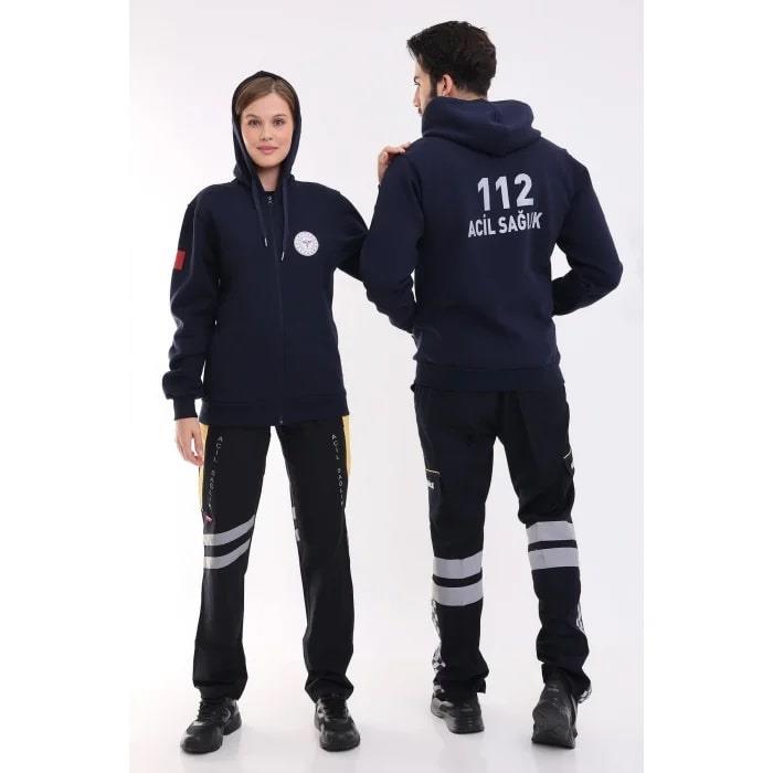 112 Acil Sağlık Att Kapşonlu Hırka Lacivert Unisex
