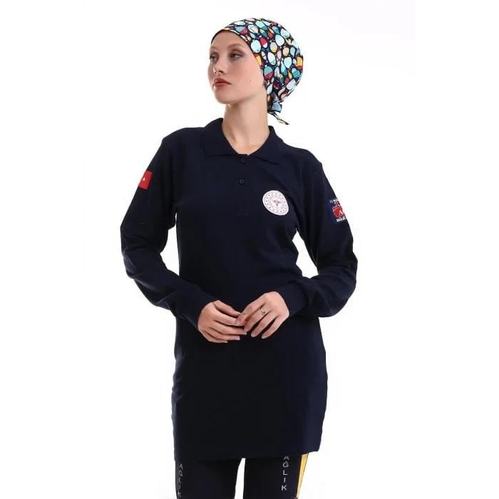 112 Acil Sağlık Uzun Tunik Tshirt Yakalı Lacivert