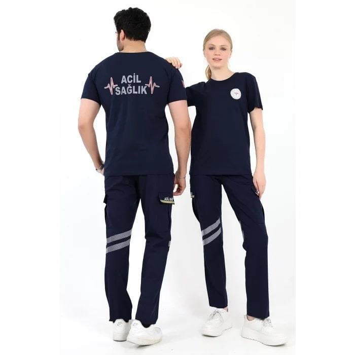 Acil Sağlık Tshirt Penye Yuvarlak Yaka Lacivert