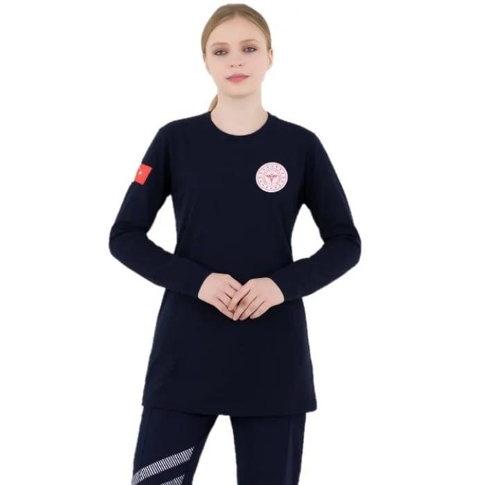 Acil Sağlık Tshirt Tunik Penye Yuvarlak Yaka Lacivert