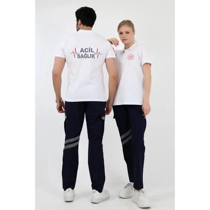 Acil Sağlık Tshirt Yakalı Beyaz