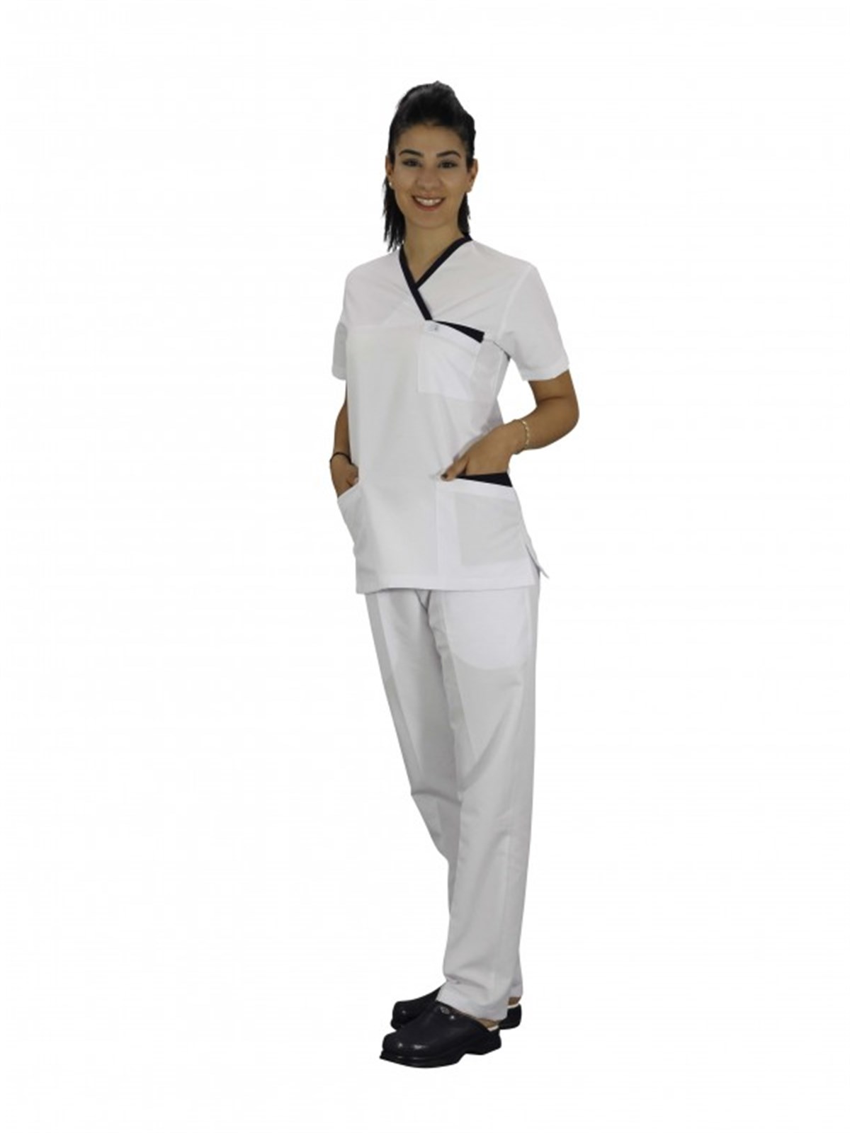 Hemşire Takımı Garnili Beyaz