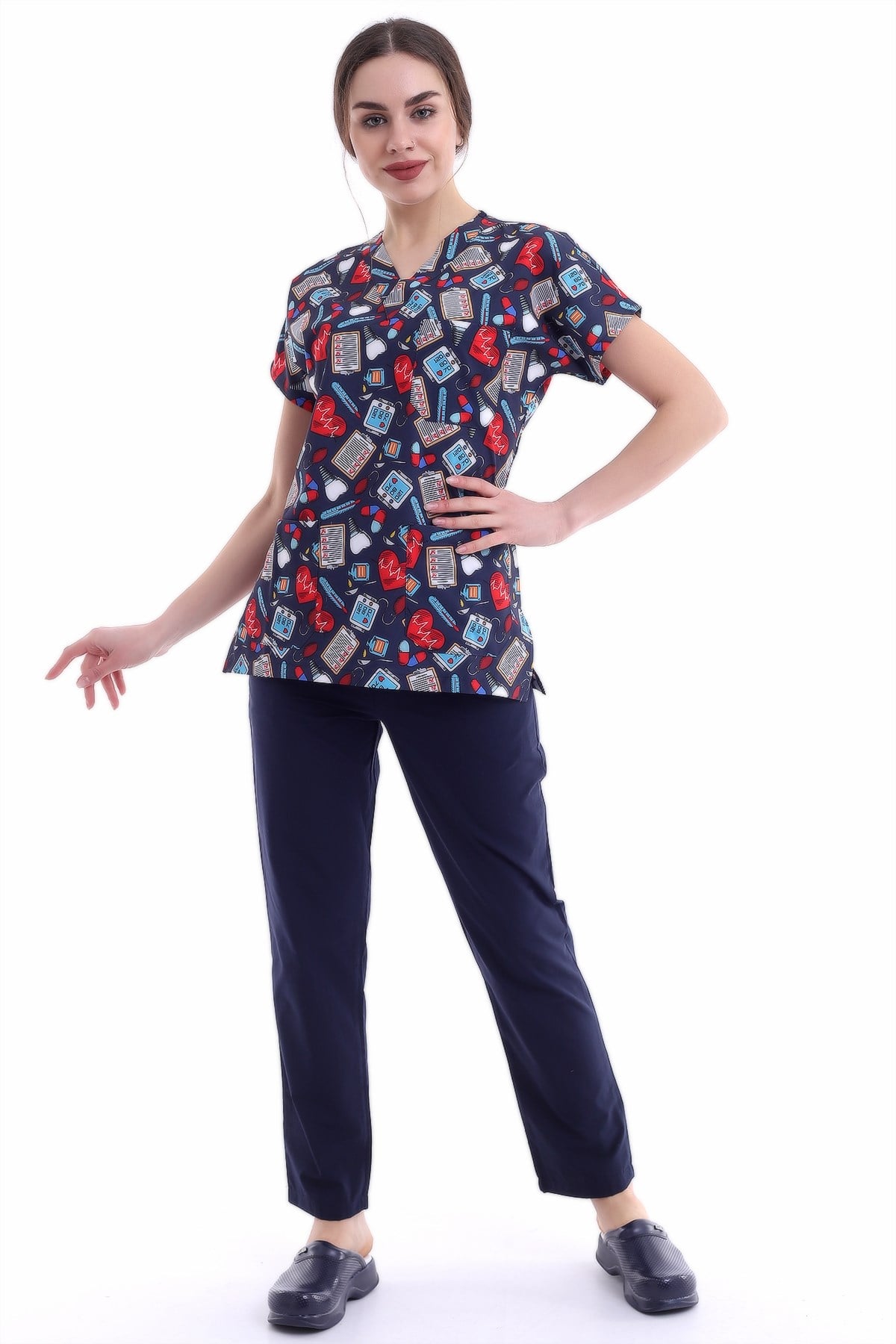 Kalp Desenli Mavi Forma