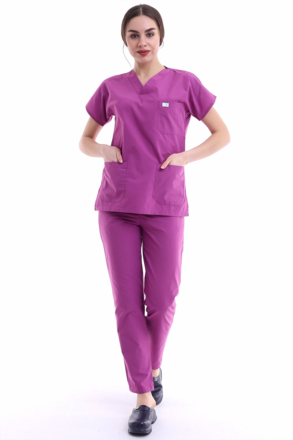Likralı Scrubs Fuşya