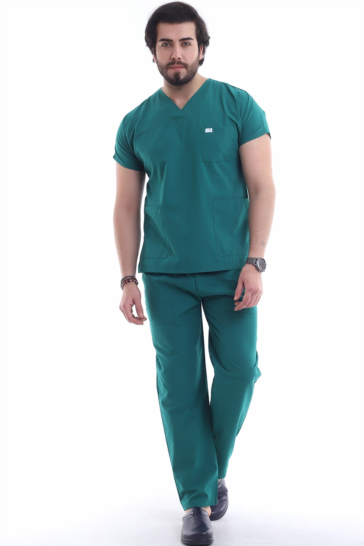 Likralı Scrubs Haki Yeşili