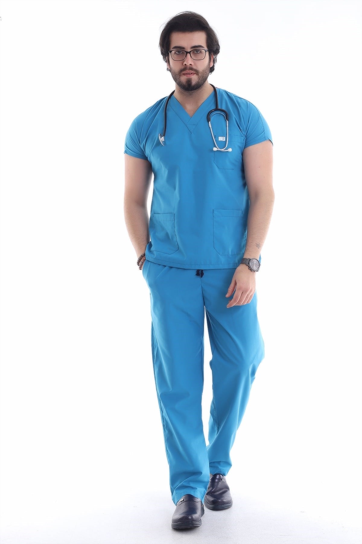 Likralı Scrubs Turkuaz
