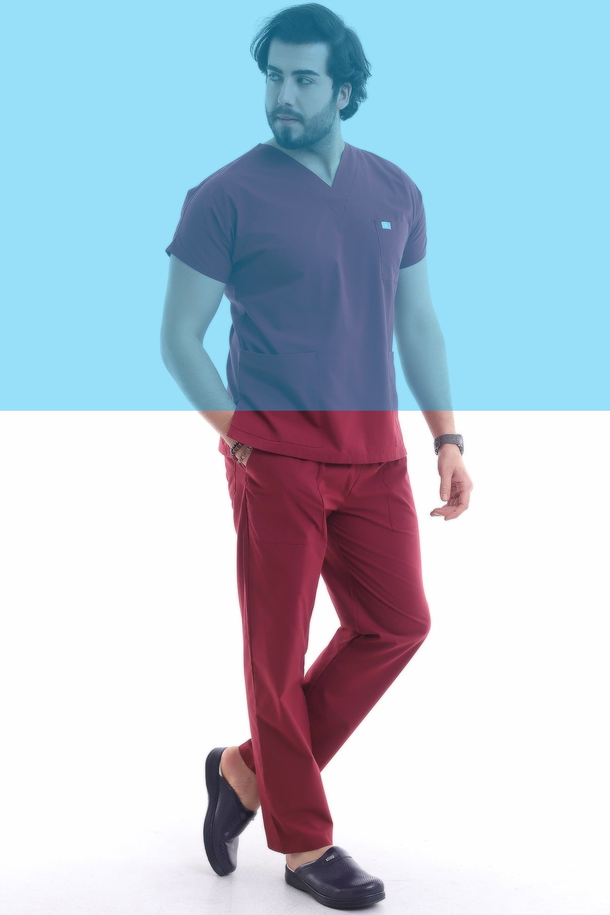 Tek Alt Erkek Pantolon Bordo