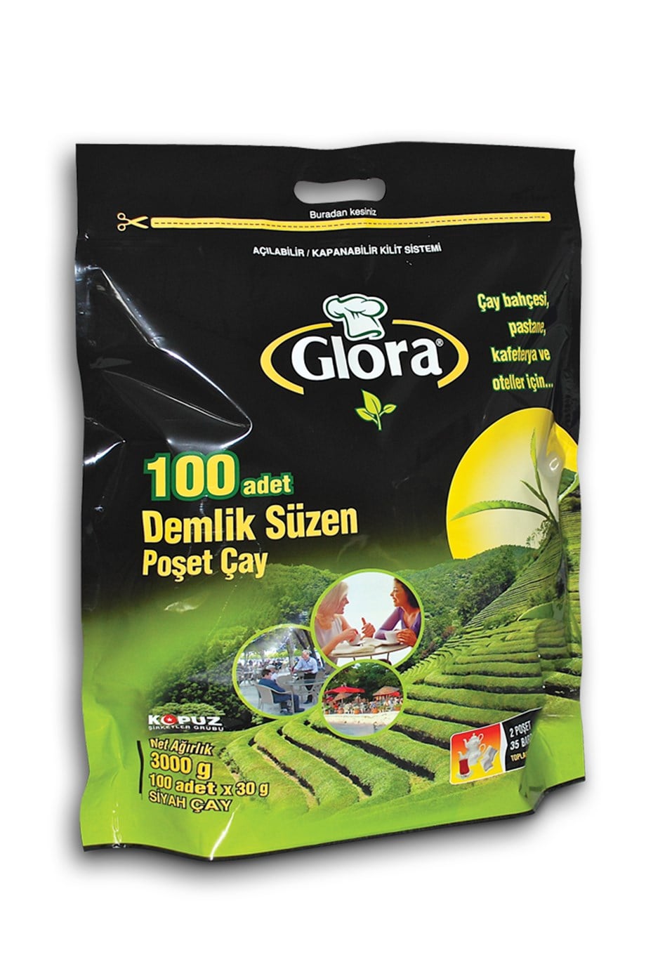 Glora Demlik Süzen Poşet Çay 3000Gr (100 Adet x 30Gr)