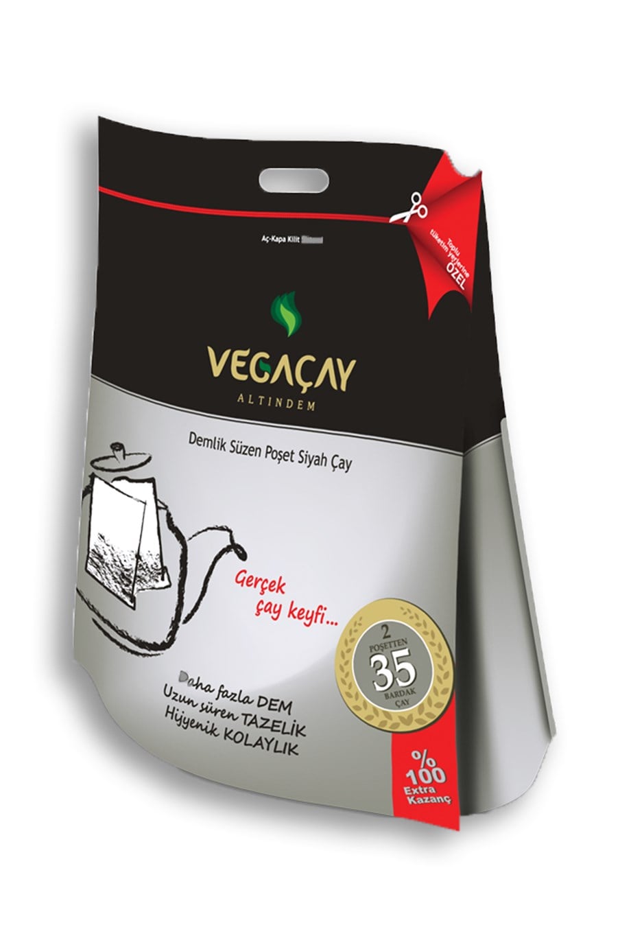 Vega Çay Altındem Demlik Süzen Poşet Çay 3000Gr (100 Adet x 30Gr)