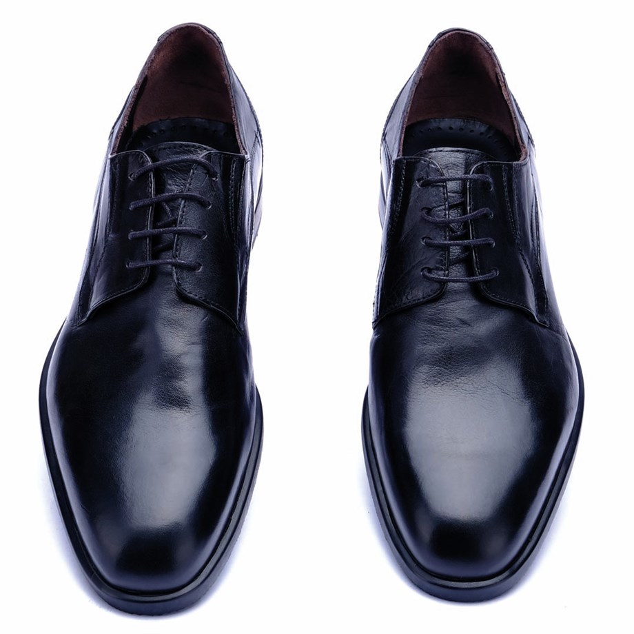 İtalyan Stil Hakiki Bufalo Derisi Klasik Siyah Erkek Ayakkabı - Guardi