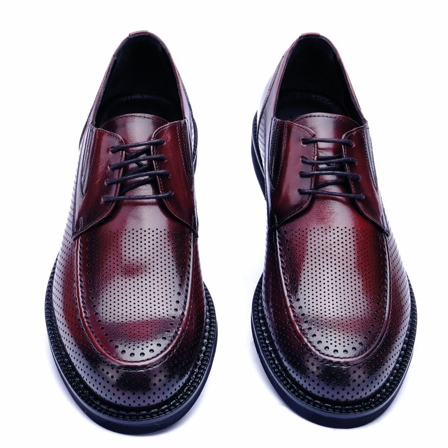 NYC Stil Hakiki Bufalo Derisi Klasik Bordo Erkek Ayakkabı - Guardi