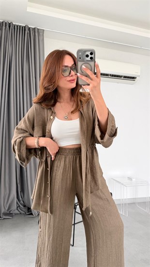 Koyu Kahve Lunes Gömlek Pantolon Takım