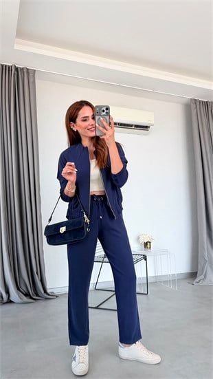 Lacivert Lexi Önü Fermuarlı Takım
