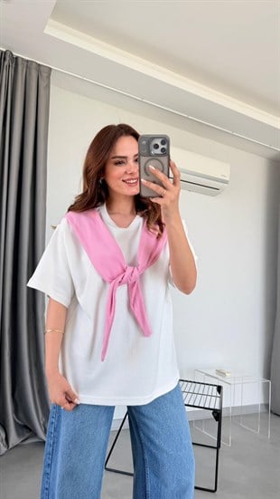 Pembe Milano Atkılı Tişört