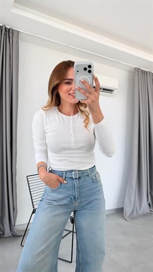 Karly Uzun Kollu Çıtçıt Düğmeli Bluz