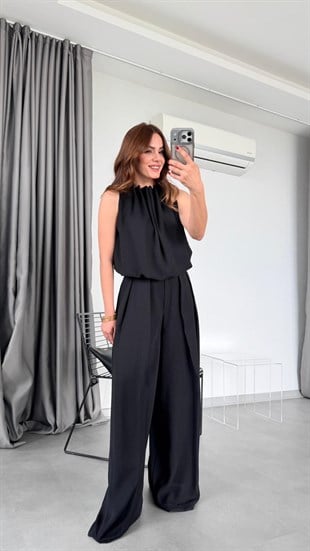 Venüs Boyundan Bağlamalı Crop Pantolon Takım