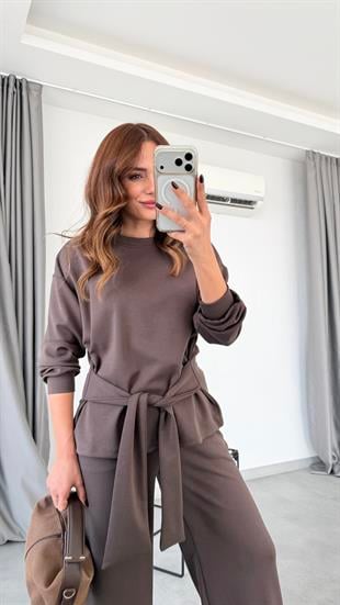 Epinal Belden Bağlama Detaylı Uzun Kollu Takım