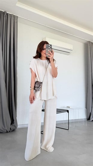 Taş Rengi Chery Bluz Pantolon Takım