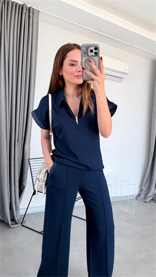 Tiana Polo Yaka Yarım Fermuarlı Sweat Pantolon Takım