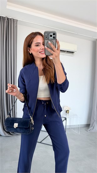 Lacivert Lexi Önü Fermuarlı Takım