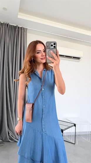 Lacivert Verona Denim Elbise