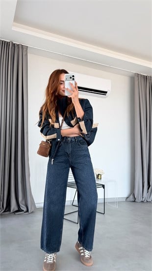 Koyu Mavi Norwich Yüksek Bel Jean