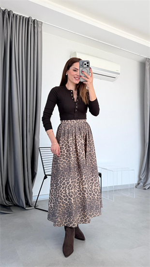 Sydney Leopar Desenli Etek