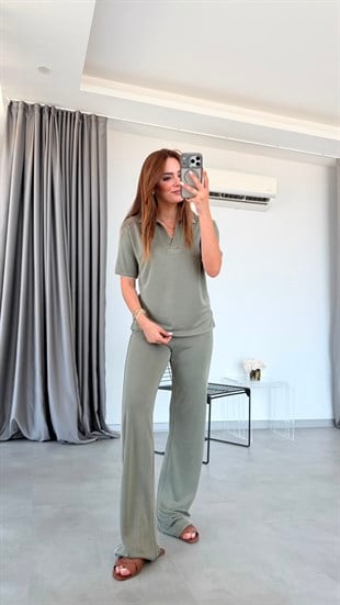Haki Vessa Şerit Detaylı Takım