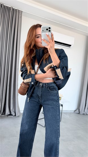 Koyu Mavi Norwich Yüksek Bel Jean
