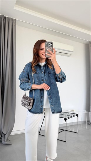 Mavi Daisy Nakış Detaylı Kot Ceket