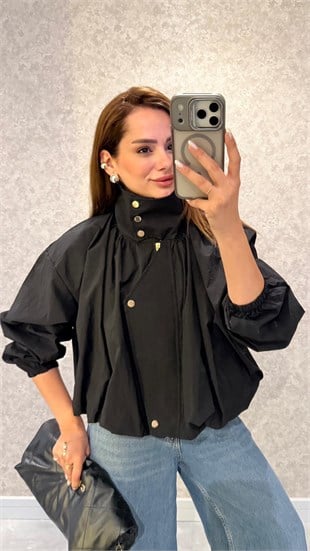 Siyah Vespera Dik Yaka Tasarım Ceket