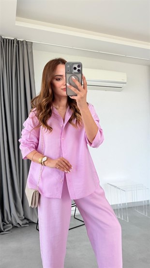 Pembe Reyna Gömlek Pantolon Takım