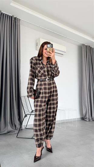 Zoe Ekoseli Kare Desenli Takım