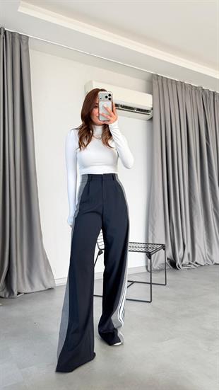 Kadita Şerit Detaylı Pantolon Lacivert