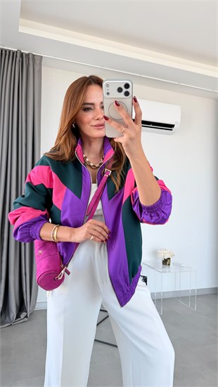 Renkli Marlea Paraşüt Kumaş Ceket